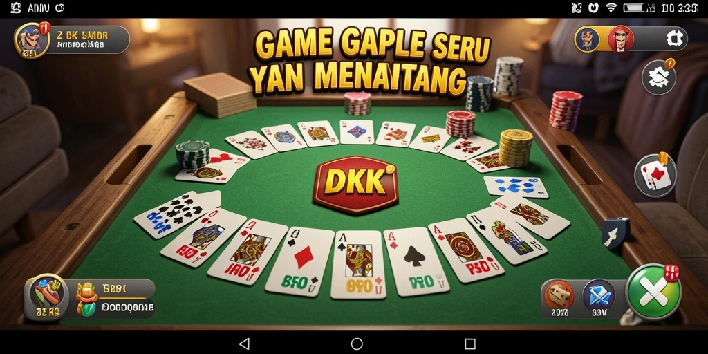 Screenshot DKK menampilkan gameplay Gaple yang seru dan interaktif.