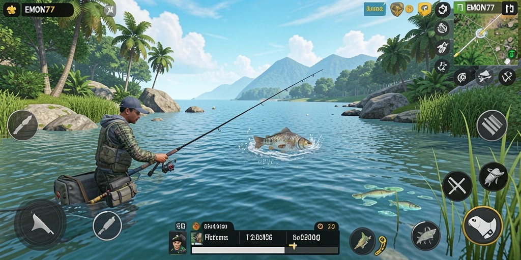 Tangkapan ikan yang memukau dalam gameplay EMON77.