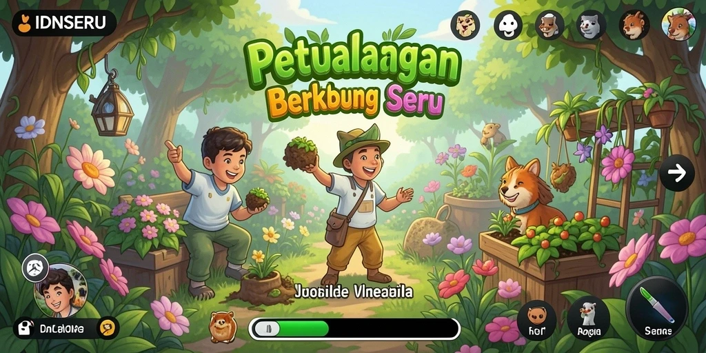 Gameplay seru dalam IDNSERU dengan berbagai tanaman dan hewan.