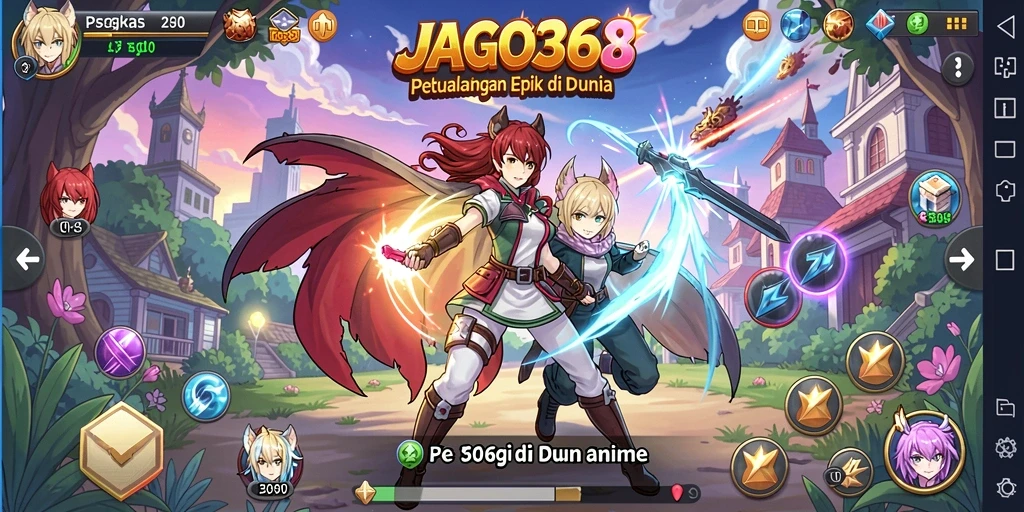 Tampilan gameplay seru dengan karakter anime ikonik.