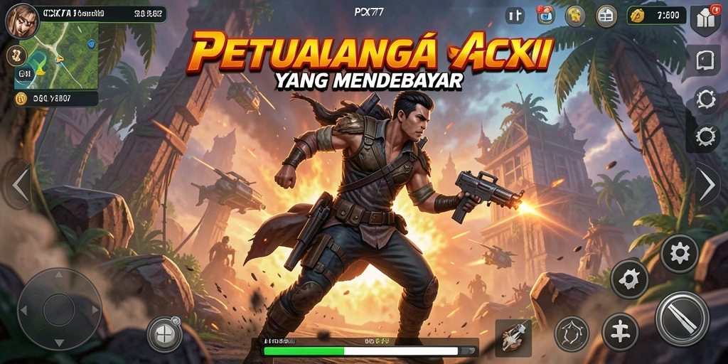 Tangkapan layar utama PCX777 menampilkan aksi mendebarkan penuh adrenalin.