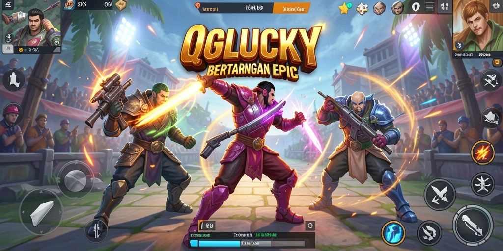 Tangkapan layar gameplay <strong>QGLUCKY</strong> menunjukkan intensitas pertempuran dalam Battle Royale.