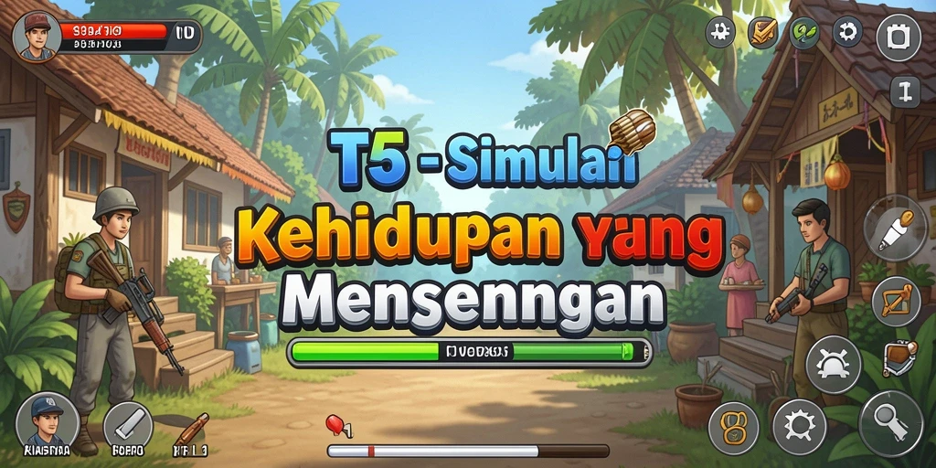 Screenshot T6 menampilkan gameplay simulasi yang interaktif dan menarik.
