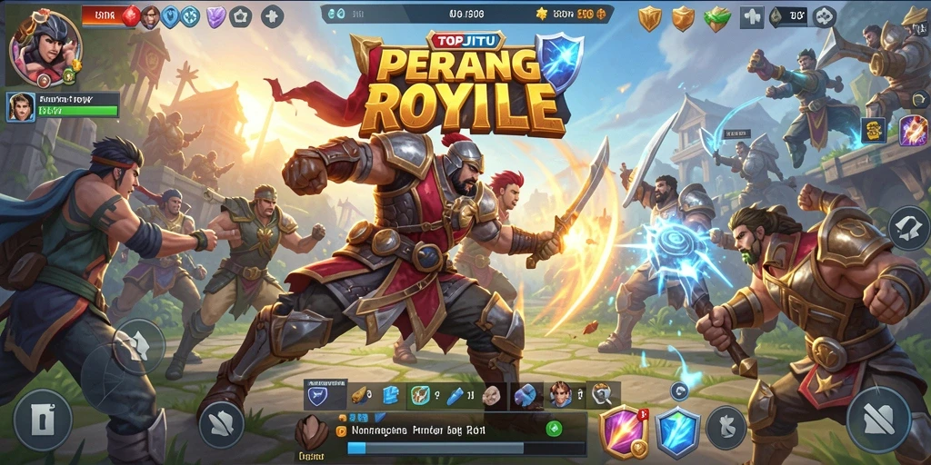 Screenshot gameplay <strong>TOPJITU</strong> yang menunjukkan aksi seru di medan perang Battle Royale.