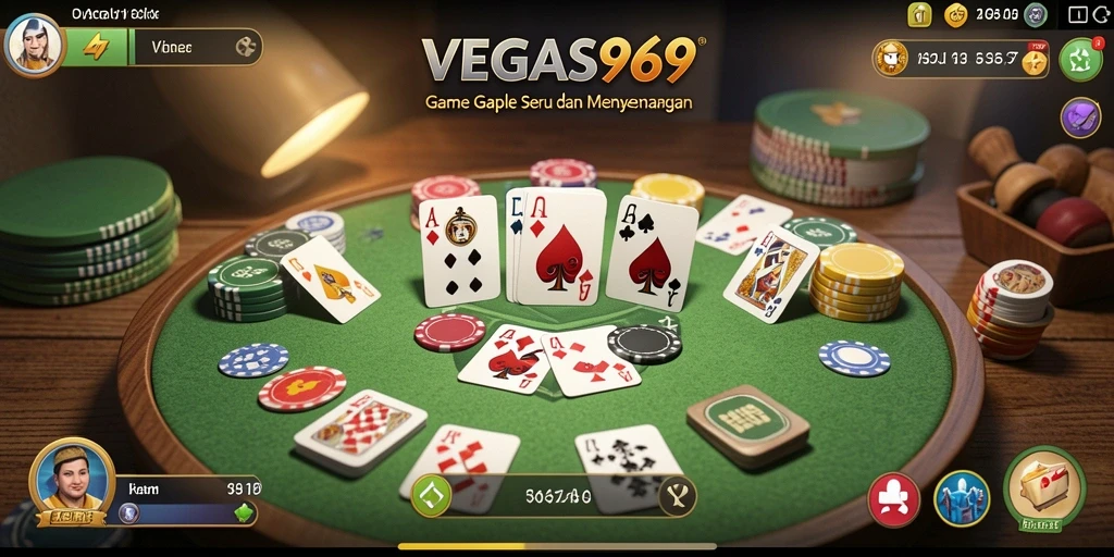 Gameplay seru Gaple di VEGAS969 dengan teman-teman.